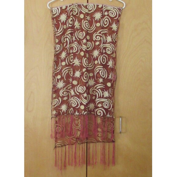 Magical, Mystical Gold & Red Scarf, Wrap, Vintage, Glitter, 1980s - Picture 4 of 11